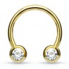 Piercing fer à cheval 11 - Gold-ip jaune strass de face