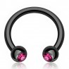 Piercing fer à cheval 25 - Plaqué-titane noir cristal rose