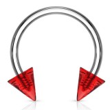 Piercing fer à cheval 15 - Deux pointes en acrylique rouge