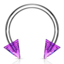 Piercing fer à cheval 15 - Deux pointes en acrylique lilas