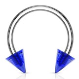 Piercing fer à cheval 15 - Deux pointes en acrylique bleu