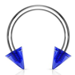Piercing fer à cheval 15 - Deux pointes en acrylique bleu