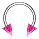 Piercing fer à cheval 15 - Deux pointes en acrylique rose
