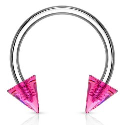 Piercing fer à cheval 15 - Deux pointes en acrylique rose