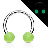 Piercing fer à cheval 16 - Fluorescent vert-pomme boules