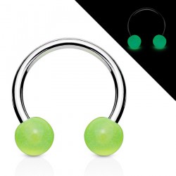 Piercing fer à cheval 16 - Fluorescent vert-pomme boules