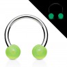 Piercing fer à cheval 16 - Fluorescent vert-pomme boules