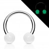 Piercing fer à cheval 16 - Fluorescent transparent boules