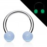 Piercing fer à cheval 16 - Fluorescent bleu-clair boules