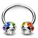Piercing fer à cheval 74 - Sept cristaux multicolores