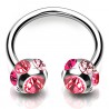 Piercing fer à cheval 74 - Sept cristaux roses