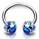 Piercing fer à cheval 74 - Sept cristaux bleus
