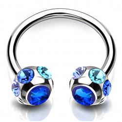 Piercing fer à cheval 74 - Sept cristaux bleus