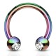 Piercing fer à cheval 23 - Plaqué-titane rainbow cristal transparent