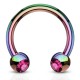 Piercing fer à cheval 23 - Plaqué-titane rainbow cristal rose