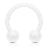 Piercing fer à cheval 18 - Acrylique flexible boules blanches