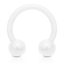 Piercing fer à cheval 18 - Acrylique flexible boules blanches
