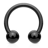 Piercing fer à cheval 18 - Acrylique flexible boules noires