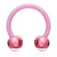 Piercing fer à cheval 18 - Acrylique flexible boules roses