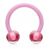 Piercing fer à cheval 18 - Acrylique flexible boules roses
