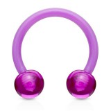 Piercing fer à cheval 18 - Acrylique flexible boules lilas
