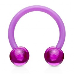 Piercing fer à cheval 18 - Acrylique flexible boules lilas