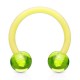 Piercing fer à cheval 18 - Acrylique flexible boules vert-pomme