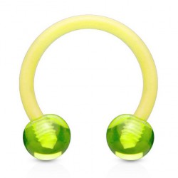 Piercing fer à cheval 18 - Acrylique flexible boules vert-pomme