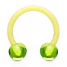 Piercing fer à cheval 18 - Acrylique flexible boules vert-pomme