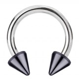 Piercing fer à cheval 20 - Tige acier et pointes plaqué-titane noires