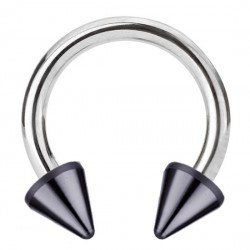 Piercing fer à cheval 20 - Tige acier et pointes plaqué-titane noires
