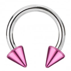 Piercing fer à cheval 20 - Tige acier et pointes plaqué-titane roses
