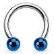 Piercing fer à cheval 09 - Tige acier et boules plaqué-titane bleues