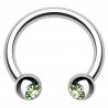 Piercing fer à cheval 27 - Boules cristaux vert-pomme