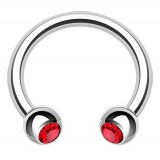 Piercing fer à cheval 27 - Boules cristaux rouges