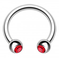 Piercing fer à cheval 27 - Boules cristaux rouges