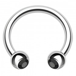 Piercing fer à cheval 27 - Boules cristaux noirs