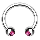 Piercing fer à cheval 27 - Boules cristaux roses