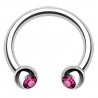 Piercing fer à cheval 27 - Boules cristaux roses