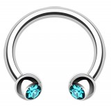Piercing fer à cheval 27 - Boules cristaux bleus