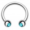 Piercing fer à cheval 27 - Boules cristaux bleu-clair