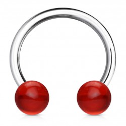 Piercing fer à cheval 13 - Boules rouges en acrylique