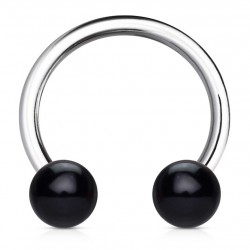 Piercing fer à cheval 13 - Boules noires en acrylique