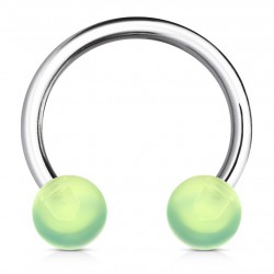 Piercing fer à cheval 13 - Boules vert-pomme en acrylique