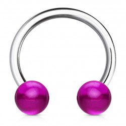 Piercing fer à cheval 13 - Boules lilas en acrylique