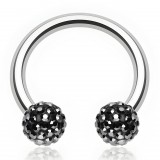 Piercing fer à cheval 75 - Cristal férido noir