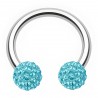 Piercing fer à cheval 75 - Cristal férido bleu-clair
