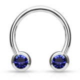 Piercing fer à cheval 76 - Cristal de face lilas