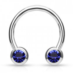 Piercing fer à cheval 76 - Cristal de face lilas