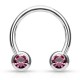Piercing fer à cheval 76 - Cristal de face rose